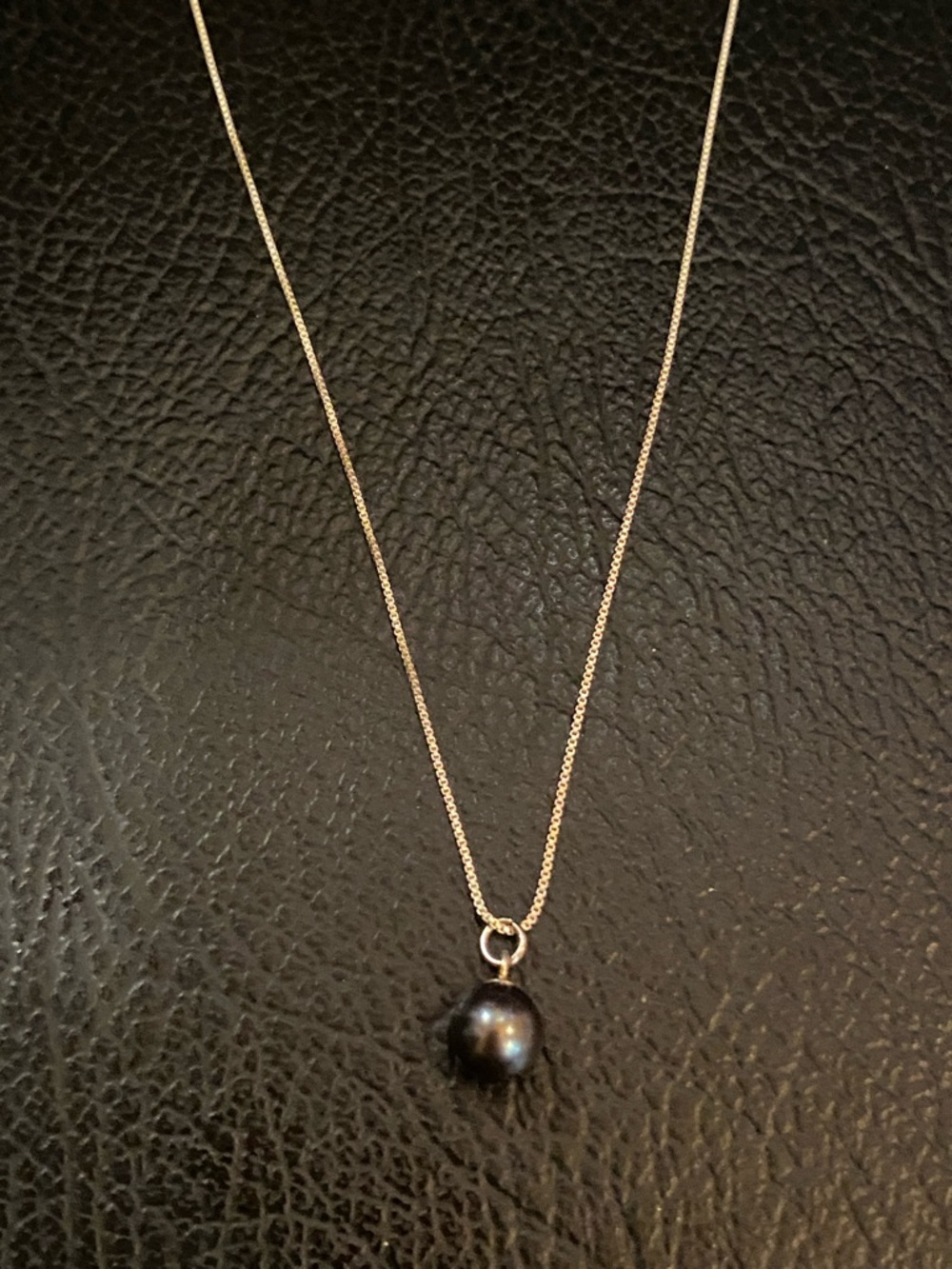 Tahitian Black Pearl Sterling Silver Chain Necklace with Black Pearl Pendant